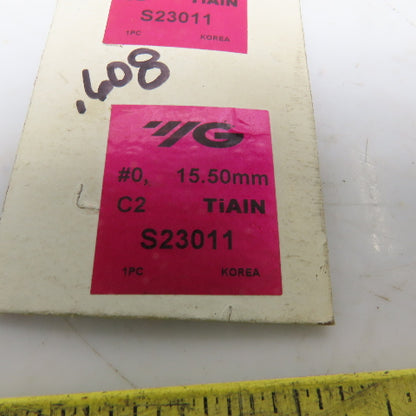 YG-1 S23011 15.50mm Indexable Spade Series #0 C2 TiN Lot of 2