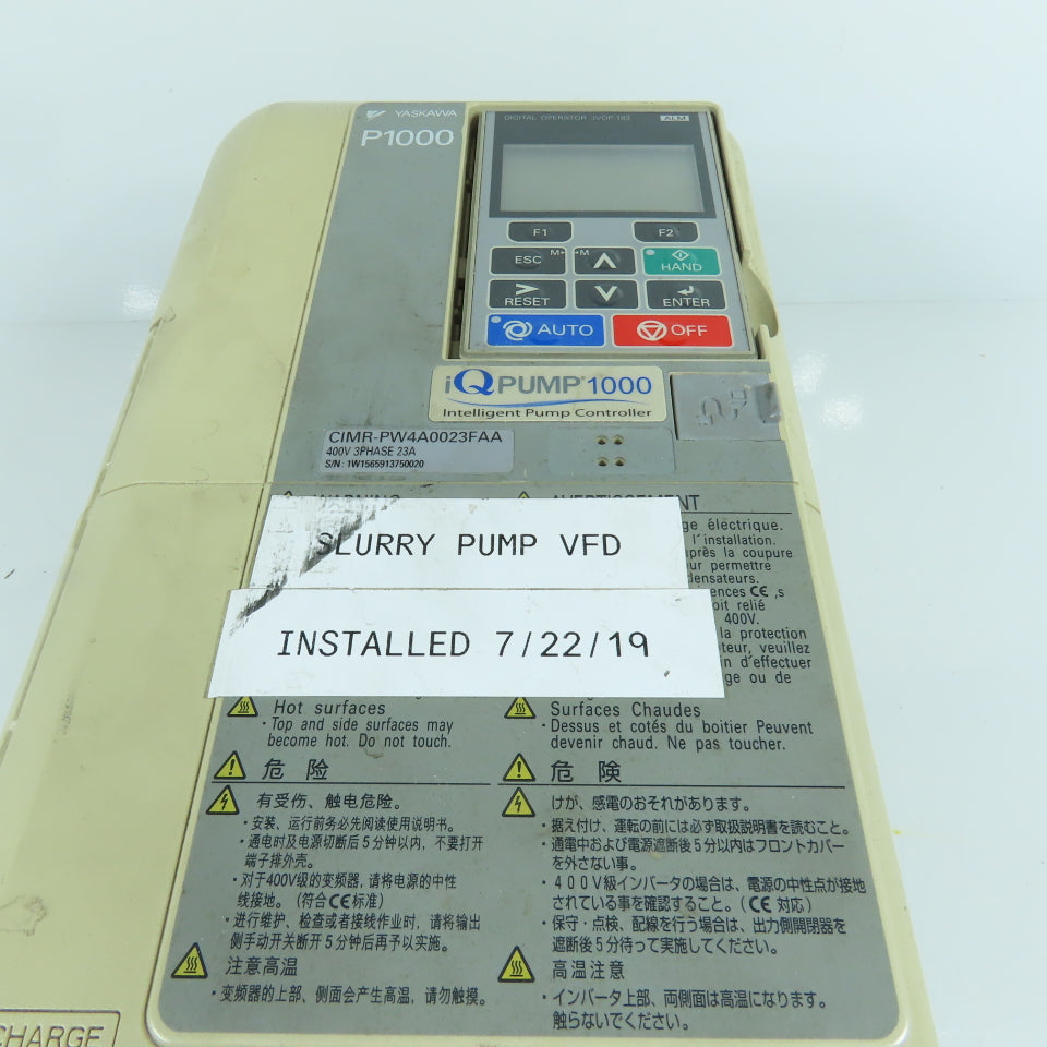 Yaskawa CIMR-PW4A0023FAA P1000 23A Variable Frequency Drive 380-480V 3PH 400HZ