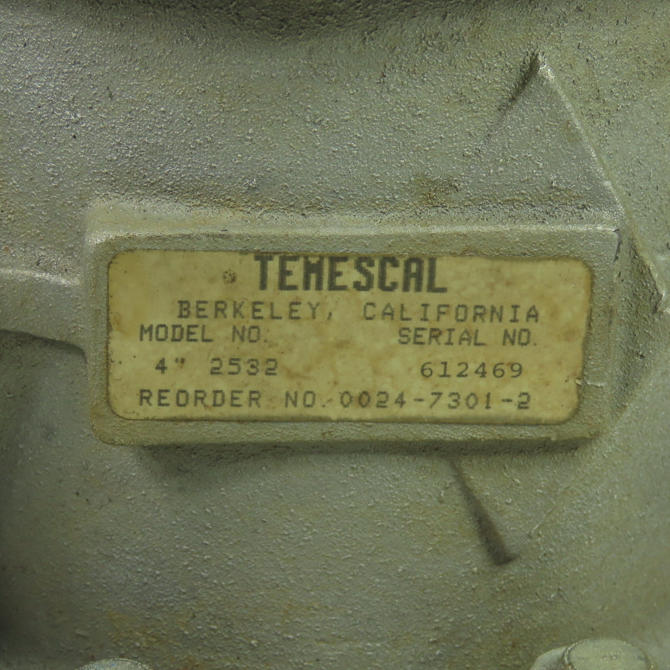 Temescal 2532 4" 90° Vacuum Cylinder Valve 8-Bolt Flange Mount 0024-7301-2