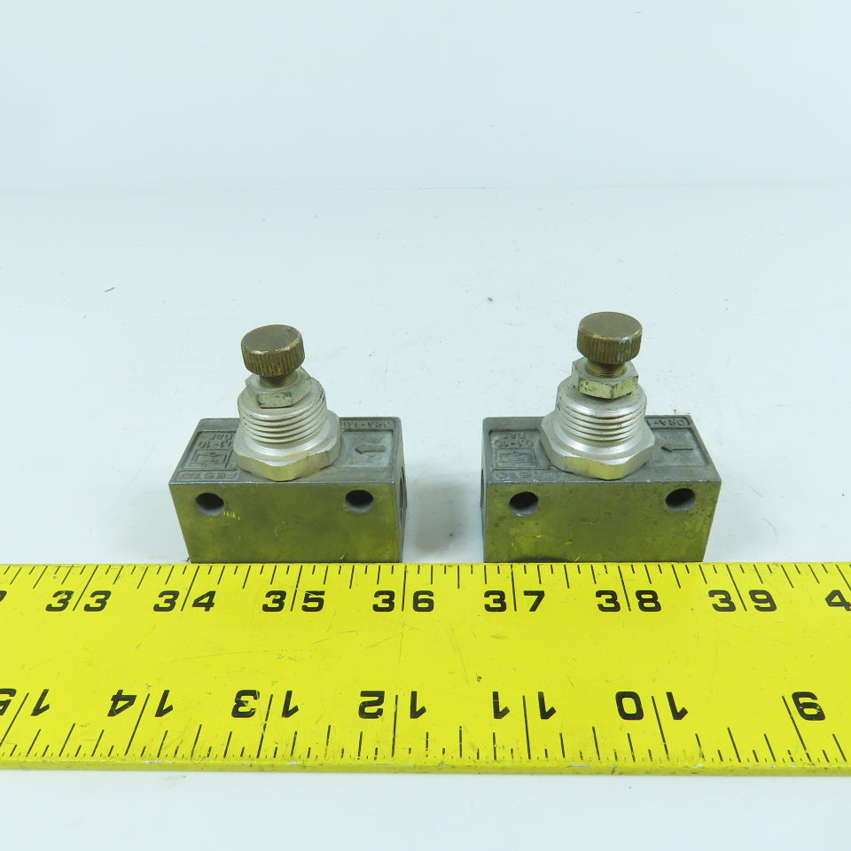 Festo GRA-1/4B One-Way Pneumatic Flow Control Valve 0.1-10 Bar 1/4" Lot Of 2