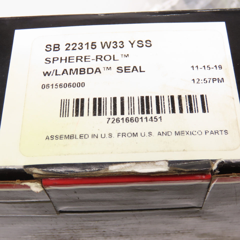 McGill SB 22315 W33 YSS Sphere-Rol 75mm x 160mm x 55mm Spherical Roller Bearing