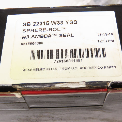 McGill SB 22315 W33 YSS Sphere-Rol 75mm x 160mm x 55mm Spherical Roller Bearing