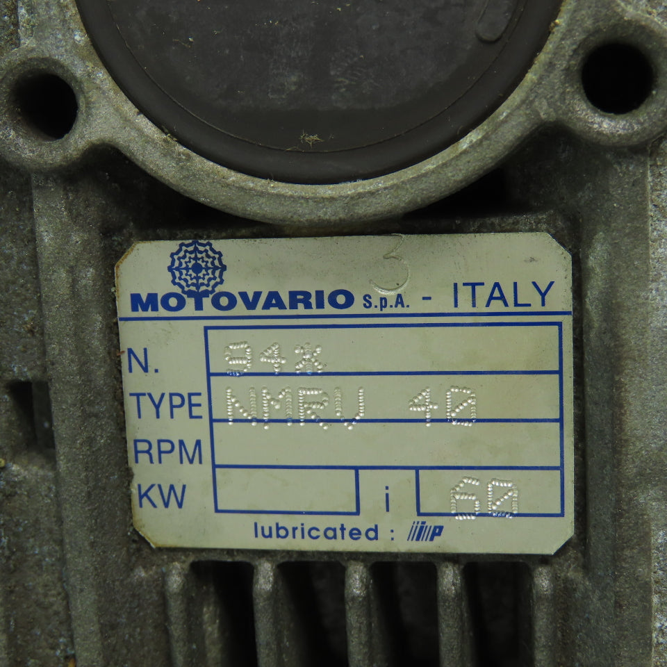 Motovario NMRV 40 60:1 Left Angle Gear Motor 230/400V 3Ph 29RPM Output