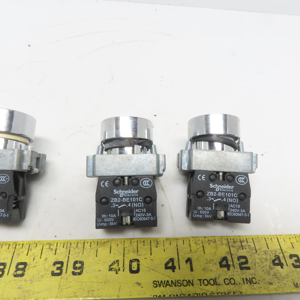 Schneider Momentary Black Push Button W/N.O. Contactor Lot of 6