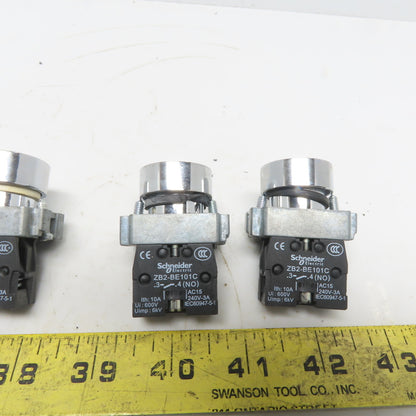 Schneider Momentary Black Push Button W/N.O. Contactor Lot of 6