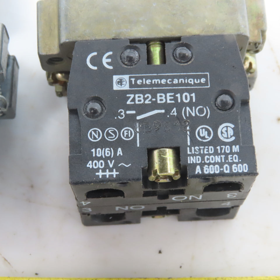 Schneider 2 Position Maintain Black Switch W/N.O. ZB2-BE101C Contact Lot of 2
