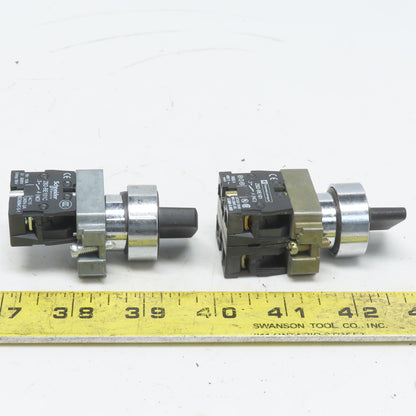 Schneider 2 Position Maintain Black Switch W/N.O. ZB2-BE101C Contact Lot of 2