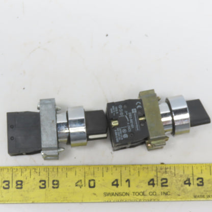 Schneider 2 Position Maintain Black Switch W/N.O. ZB2-BE101C Contact Lot of 2