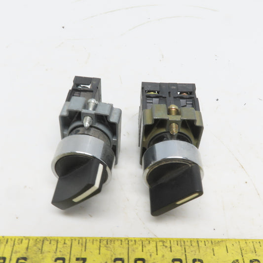 Schneider 2 Position Maintain Black Switch W/N.O. ZB2-BE101C Contact Lot of 2