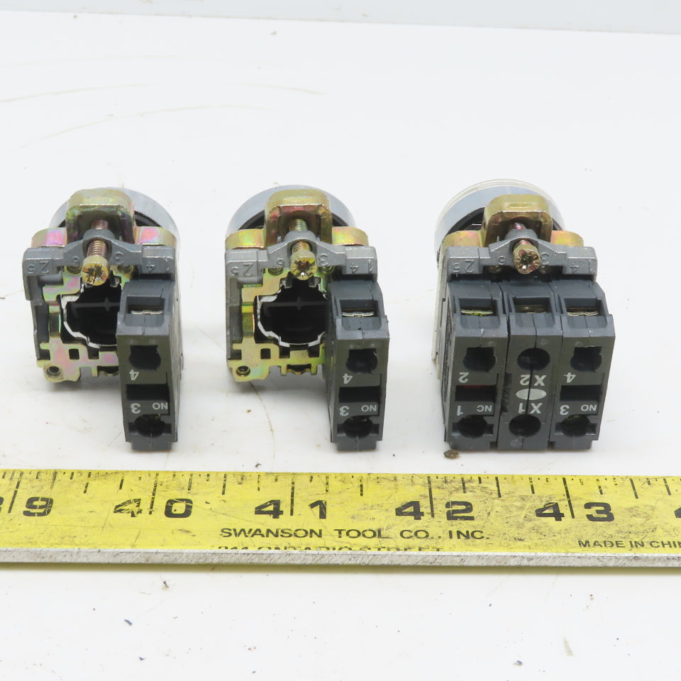 Schneider Push Button W/N.O. ZBE-101 Contact Lot of 3