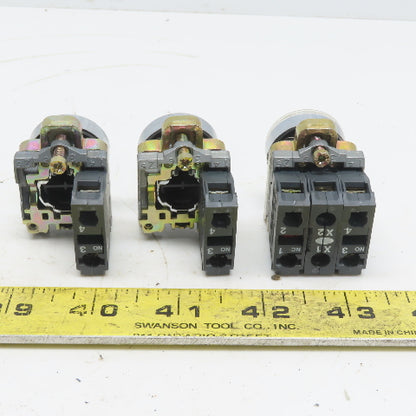 Schneider Push Button W/N.O. ZBE-101 Contact Lot of 3