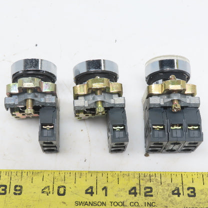 Schneider Push Button W/N.O. ZBE-101 Contact Lot of 3