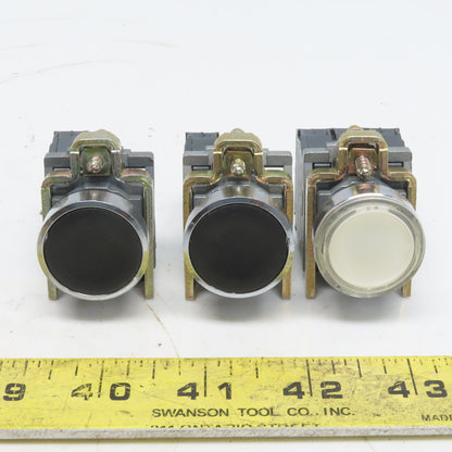 Schneider Push Button W/N.O. ZBE-101 Contact Lot of 3