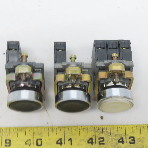 Schneider Push Button W/N.O. ZBE-101 Contact Lot of 3