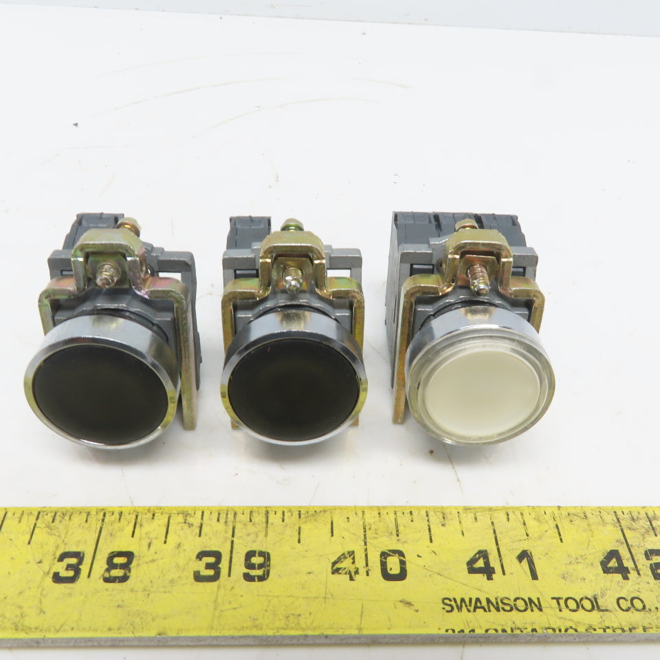 Schneider Push Button W/N.O. ZBE-101 Contact Lot of 3