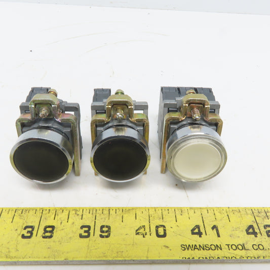 Schneider Push Button W/N.O. ZBE-101 Contact Lot of 3