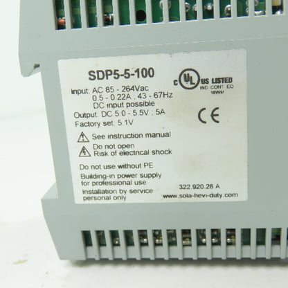 Sola SDP5-5-100 AC-DC Power Supply 85-264VAC Input 24VDC Out 5A
