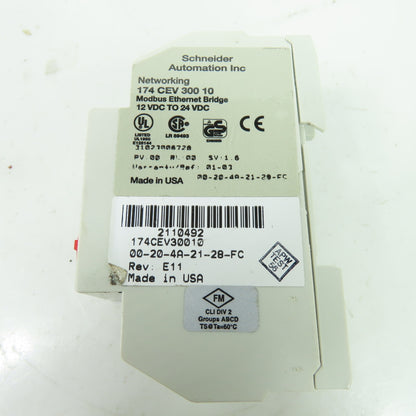 Schneider 174-CEV-300-10 Modbus Ethernet Bridge Module 12-24VDC