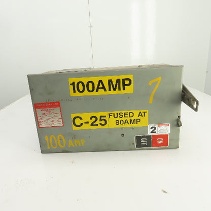 General Electric AC1463R Armor-Clad 100A 600V Fusible Bus Plug Switch 3PH 4 Wire