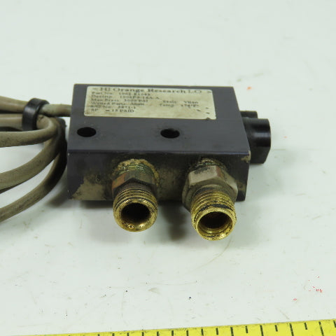Orange Research 1002PS-16A-A 3000PSI Pressure Switch SP=15PSID 125VAC 0.7A
