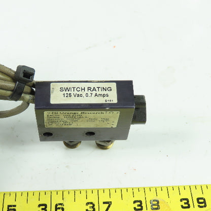 Orange Research 1002PS-16A-A 3000PSI Pressure Switch SP=15PSID 125VAC 0.7A