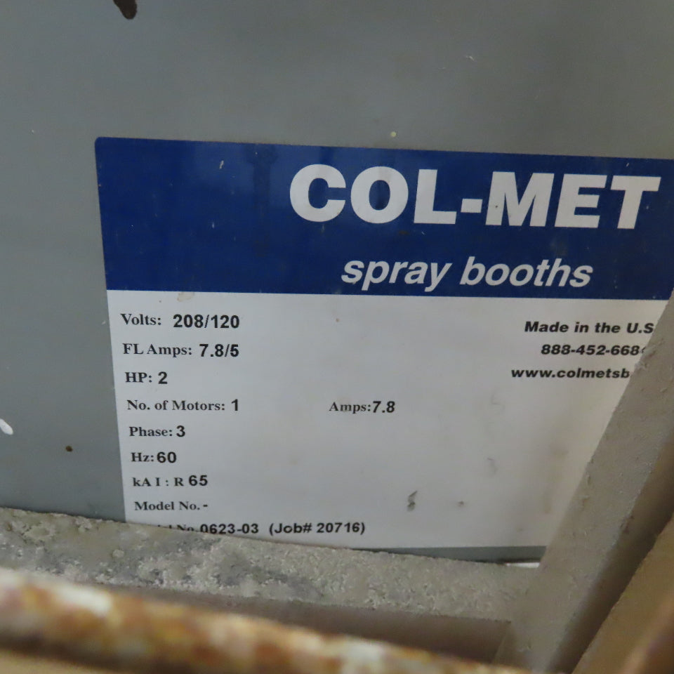 Col-Met 8' x 90" Deep Inside Up Draft Spray Booth 10' Tall