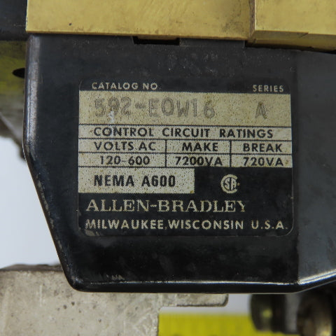 Allen Bradley 505-ECD Size 4 Motor Starter 100HP 120V Coil W/ 592-EOW16 Overload