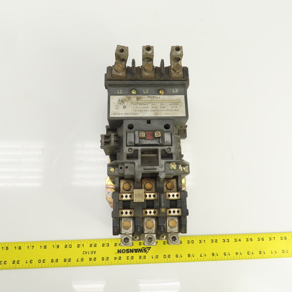 Allen Bradley 505-ECD Size 4 Motor Starter 100HP 120V Coil W/ 592-EOW16 Overload