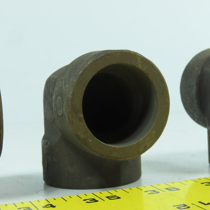 A/SA105 1-3/8" Black Malleable Iron Socket Weld Pipe Elbow 3M 90° Lot Of 4