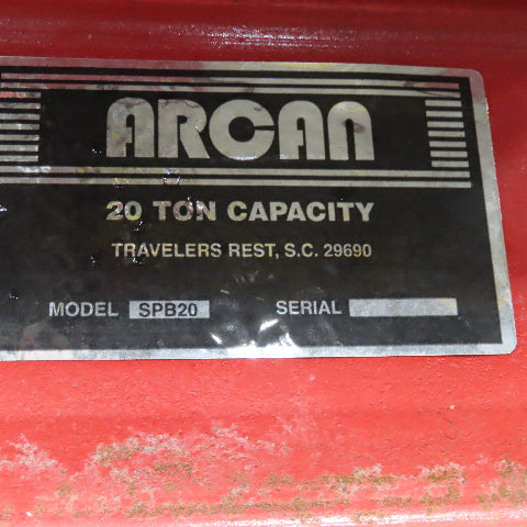 Arcan SPB-20 20 Ton H Frame Arbor Press 23-1/2" Between Frames