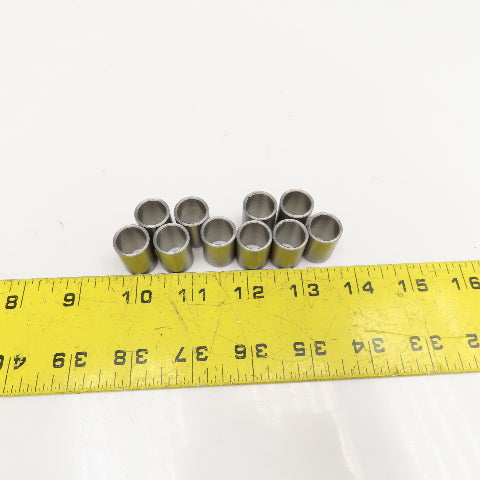 1/2" ID x 5/8" OD x 1" Long Mild Steel Spacer Roller Sleeve Lot Of 10