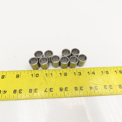 1/2" ID x 5/8" OD x 1" Long Mild Steel Spacer Roller Sleeve Lot Of 10