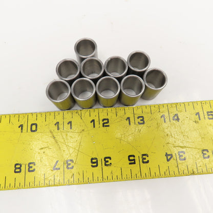 1/2" ID x 5/8" OD x 1" Long Mild Steel Spacer Roller Sleeve Lot Of 10