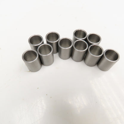 1/2" ID x 5/8" OD x 1" Long Mild Steel Spacer Roller Sleeve Lot Of 10
