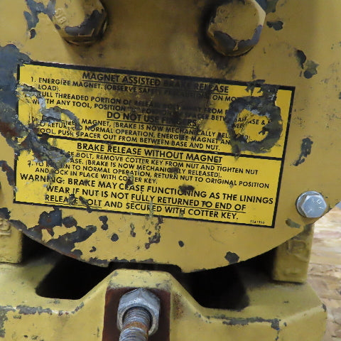 P&H 13" DC Magnetic Friction Brake Assembly Tested At 48VDC