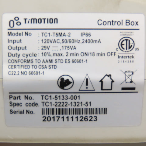 TiMotion TC1-T5MA-2 Linear Actuator Control Box 120VAC IP66 Missing Cover