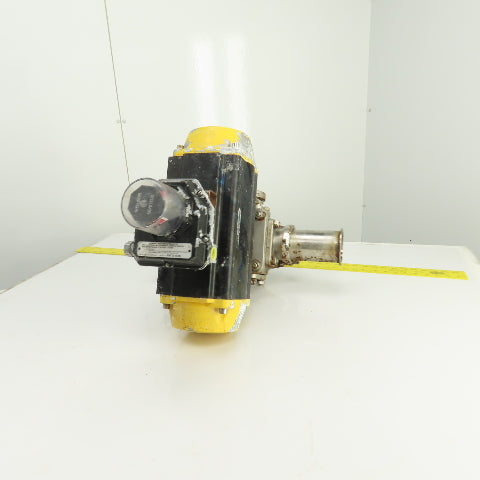 Sharpe Style Pneumatic Valve Actuator With FNW 3" 316L Stainless Steel Valve