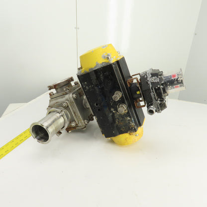 Sharpe Style Pneumatic Valve Actuator With FNW 3" 316L Stainless Steel Valve