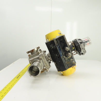 Sharpe Style Pneumatic Valve Actuator With FNW 3" 316L Stainless Steel Valve