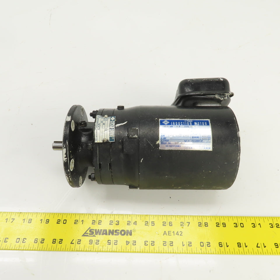 Sumitomo TC-E HMV01-207 0.1kW Inline Gear Motor Reducer 220V 3PH 40.6 RPM Output