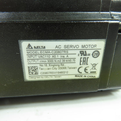 Delta ECMA-C20807RS AC Servo Motor 110VAC 0.75kW W/VRSF-10C-750-LN 1:10 Reducer