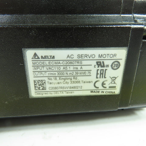 Delta ECMA-C20807RS AC Servo Motor 110VAC 0.75kW W/VRSF-10C-750-LN 1:10 Reducer