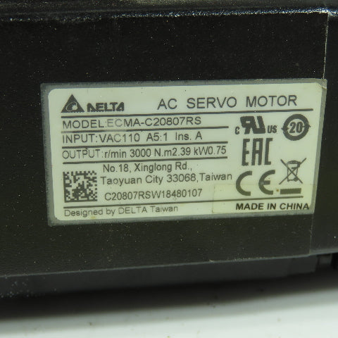 Delta ECMA-C20807RS AC Servo Motor 110VAC 0.75kW W/VRSF-10C-750-LN 1:10 Reducer