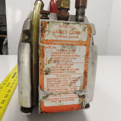James Corp Model 100+ Vacuum Pump 120V Single Phase Tested