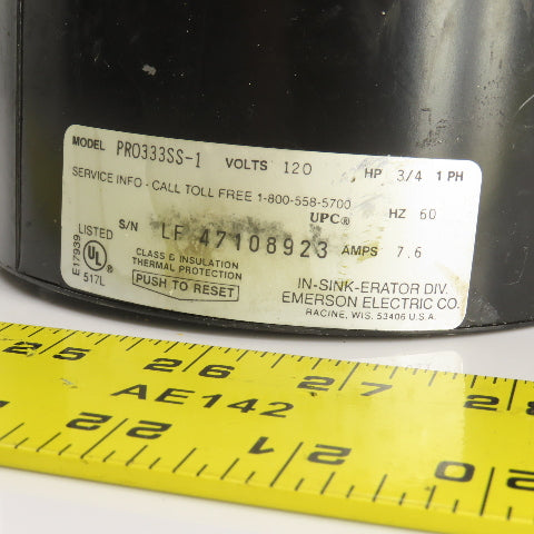 Emerson PR0333SS-1 120V 3/4HP Commercial Garbage Disposal In-Sink-Erator 1PH