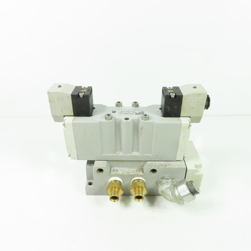 Parker H26VXBG023C 2-Position Pneumatic Solenoid Valve 120V W/5 Port Base 145PSI