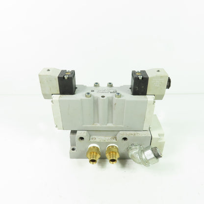 Parker H26VXBG023C 2-Position Pneumatic Solenoid Valve 120V W/5 Port Base 145PSI