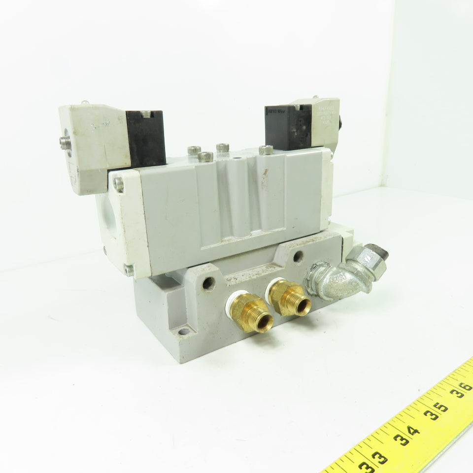 Parker H26VXBG023C 2-Position Pneumatic Solenoid Valve 120V W/5 Port Base 145PSI