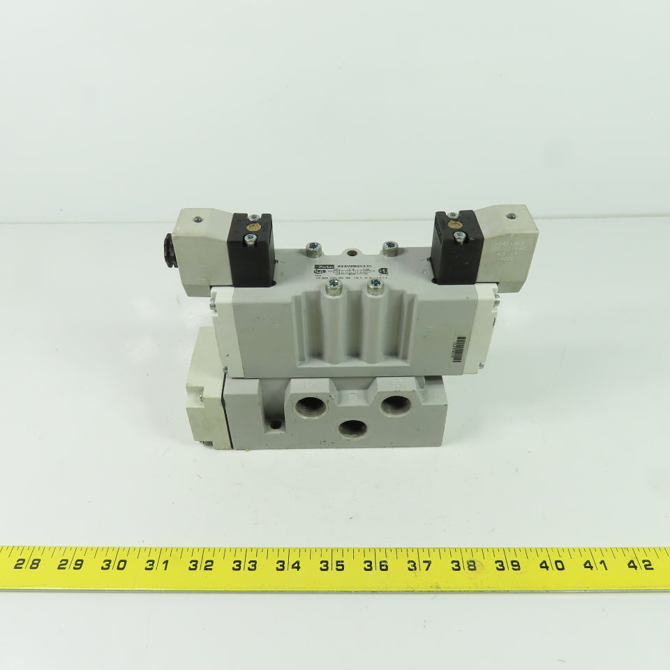 Parker H26VXBG023C 2-Position Pneumatic Solenoid Valve 120V W/5 Port Base 145PSI