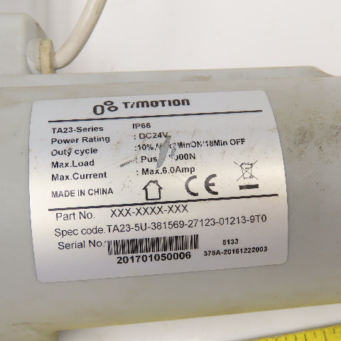 TiMotion TA-23 Series Actuator Cylinder 24VDC 5000N Push 24" OAL Parts/Repair